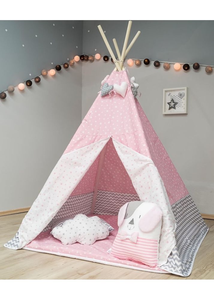 Παιδική χειροποίητη σκηνή Baby Star pink αστεράκια