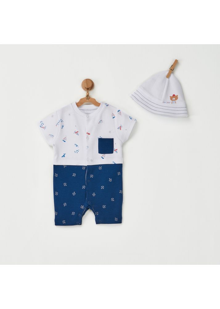 Φορμάκι με καπέλο Little Sailor navy για αγόρι